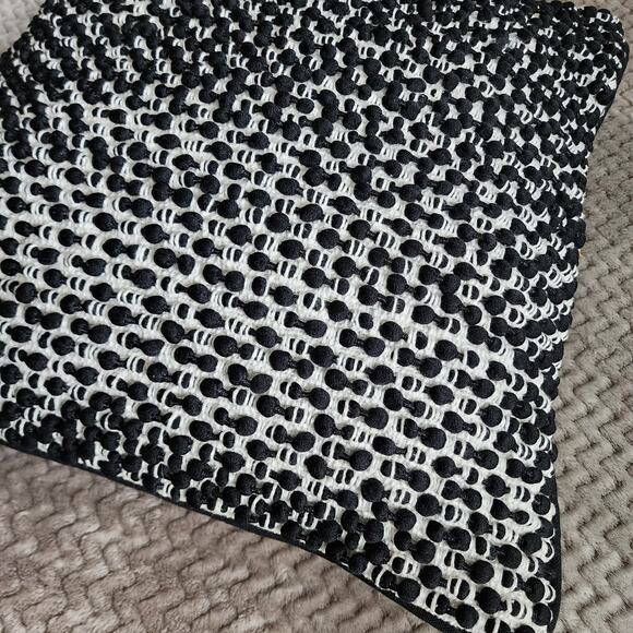 Magnolia Home Ruth Throw Pillow Black White Slub Crochet Bobble Knit 19x19 $70 - Picture 5 of 10